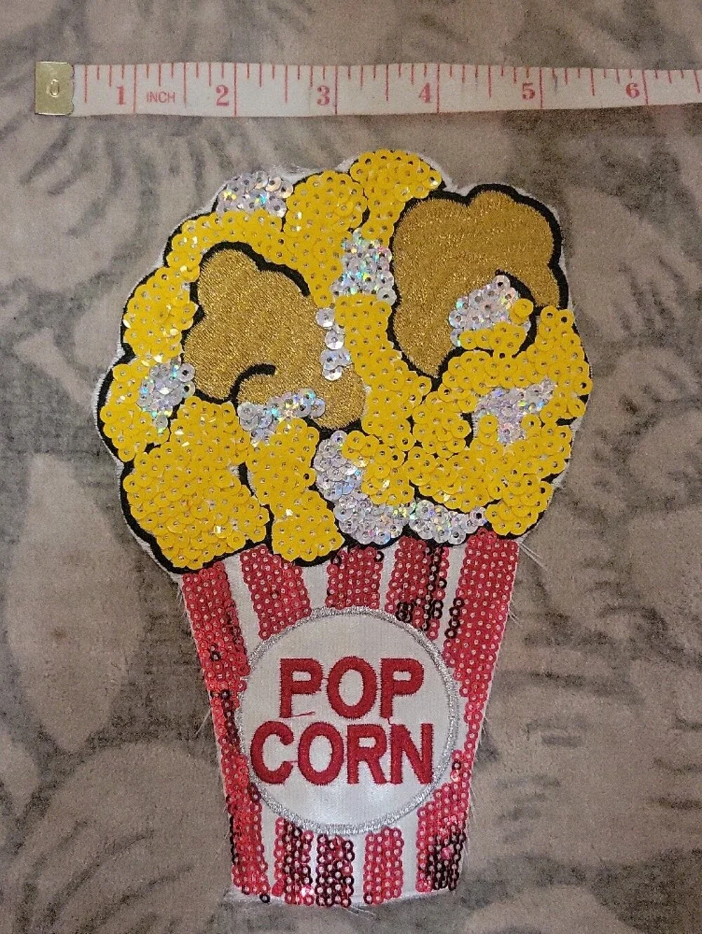 Popcorn Sequin Patch — Yellow Popcorn Design